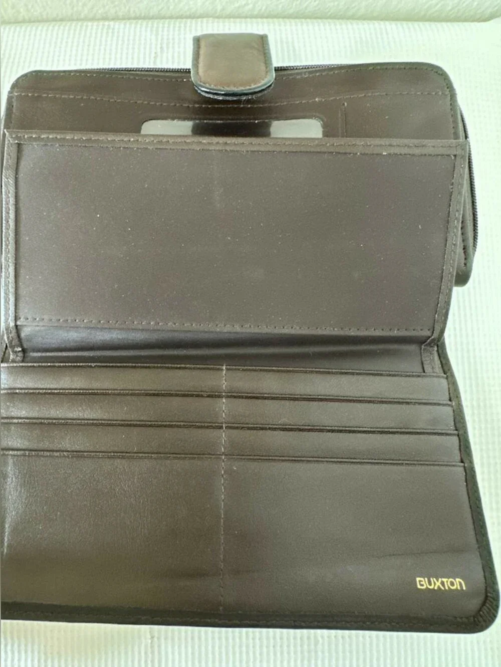 Buxton Leather Checkbook Keeper Wallet Velvet Tough Cowhide Exterior